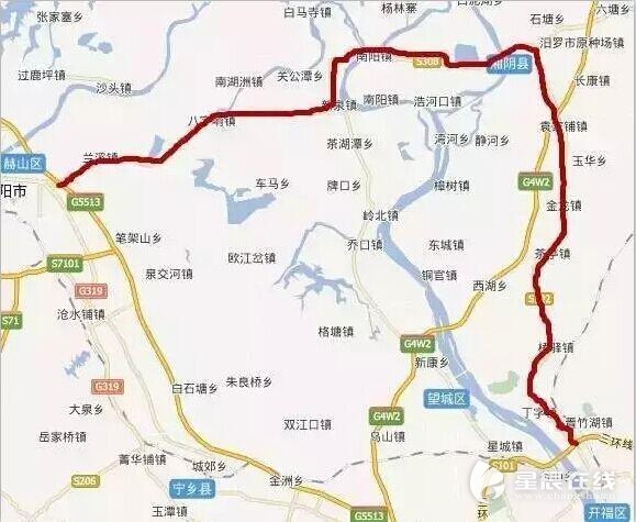 (可从益阳s308省道东行至湘阴国土局右转,转s102长湘公路,往南进入